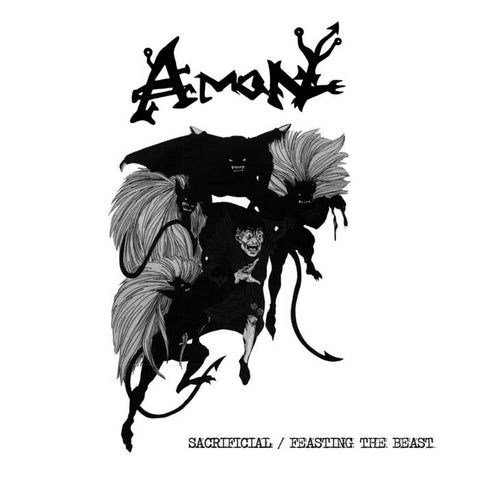 AMON - Sacrificial ('89 Demo) / Feasting The Beast  ('87 Demo) LP RED BLACK MARBLE VINYL (2023 Reissue) [PRE-ORDER]