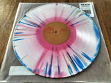 Death Leprosy Colorful vinyl record with a pink and blue gradient on a wooden surface