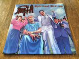 Album cover for 'Spiritual Healing' by Death featuring a group of people in a celebratory scene.