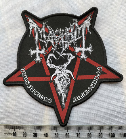 MAYHEM - Pure Fucking Armageddon PATCH PENTAGRAM SHAPED
