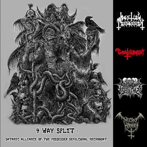 BESTIAL POSSESSION / GOATSLAUGHT / PROFANACION SEPULCRAL / NECROHAMMER - 4 Way Split: Satanic Alliance Of The Possessed Sepulchral Necrogoat CD